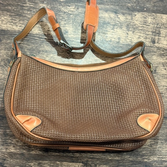 Vintage Brown and Tan Shoulder Bag with Leather Trim - Picture 5 of 6